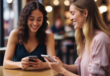 A hand holding a smartphone displaying a website or app interface related to creating a brand. The screen shows options for Home, Discovery, Members, and Topics.