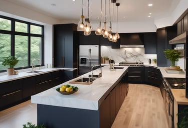 A beautifully designed modern kitchen with open layout.