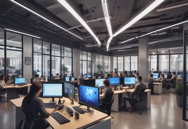 A professional workspace showcasing Nexo IA's innovative AI solutions.