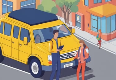 A group of school buses parked in a sunny schoolyard.