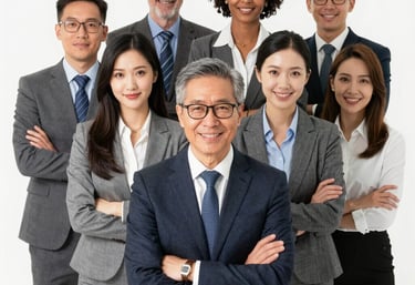 A warm, inviting office scene showing a small team collaborating over financial reports and HR documents.