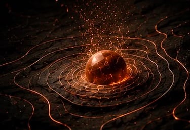 Abstract glowing ember uncovering hidden pathways, representing brand discovery.