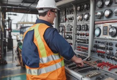 Close-up of ship parts and tools arranged neatly during a docking preparation.