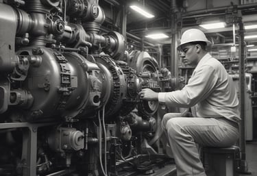 Close-up of ship parts and tools arranged neatly during a docking preparation.