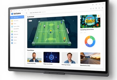 A vibrant workspace with artists painting and creators filming content for their portfolios.