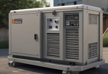 High-tech industrial power generation facility with turbines and control panels.