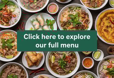 Vietnamese food menu pho, banh mi, cafe, goi cuon