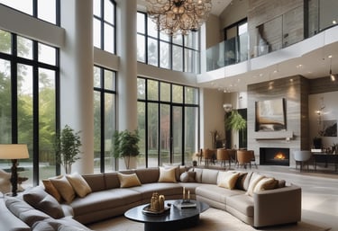 A beautifully designed living room with modern furniture and natural light.