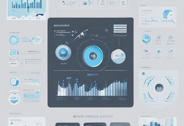 alt="Performance marketing analytics with dashboards, conversion funnels, and tracking systems in a