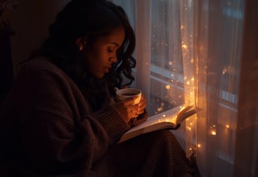 woman reading by the window