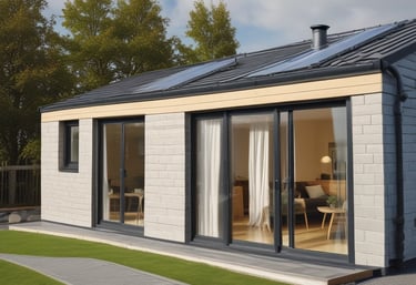 A modern modular home showcasing sleek lines and a welcoming entrance.