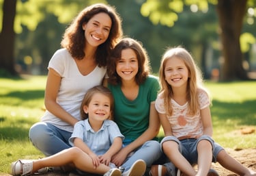 A toddler in a floral-patterned top is being supported by adults holding her hands as she takes steps. One adult is crouched beside her, wearing a striped shirt. The scene conveys a familial and nurturing atmosphere.