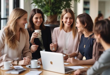 A serene beach scene at sunrise with soft blush and gold tones reflecting off the waves, symbolizing feminine strength and calm empowerment.