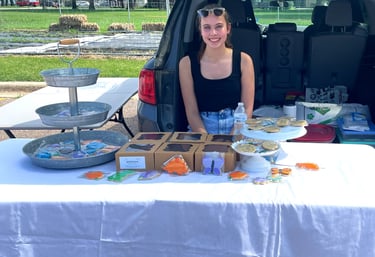 Claire at a farmers market in North Mankato