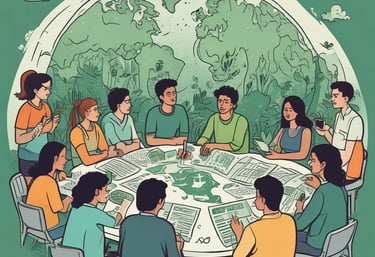 group of young people solving climate change and entrepreneurship issues 