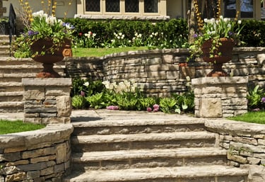 Beautiful stone retaining wall installation in Oregon City by West Linn Concrete