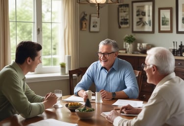 A staircase leading down with gray, wet steps and orange walls on both sides. The staircase has yellow safety lines near the edges and handrails attached to the walls. Fluorescent lighting runs along the top of the wall on the right side.