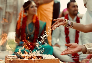 Candid photograph of a wedding ritual in Kerala