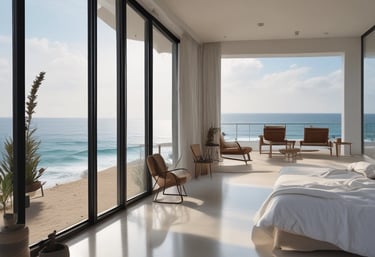A bright, spotless living room with sunlight streaming through the windows, showcasing fresh cleanliness and calm.