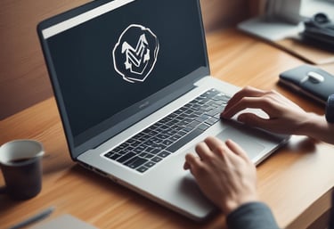 Close-up of a computer screen displaying a sleek, minimalist digital design in progress.