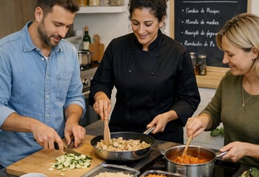 Cours de cuisine à domicile à Marseille avec cheffe professionnelle – apprentissage du batch cooking