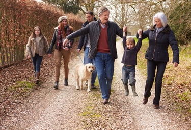 happy family on a walk