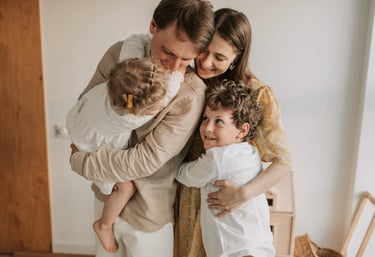 happy family embracing