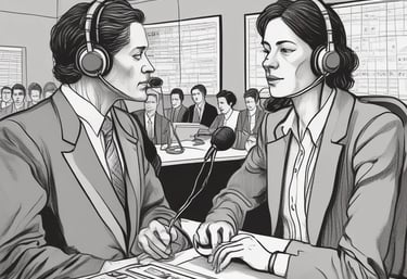 A warm, elegant office setting with a translator working attentively on official documents.