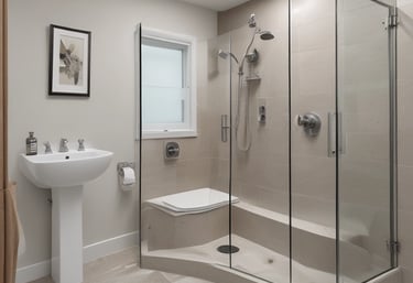 A spacious backyard with a freshly built deck surrounded by green landscaping.