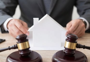 A professional lawyer consulting with clients in a modern office with turquoise accents.