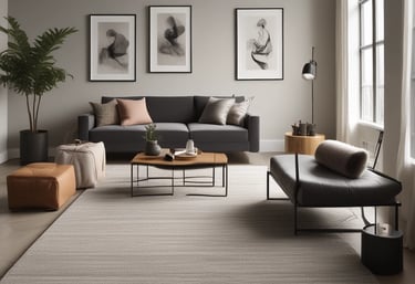 Close-up of a professional cleaning a colorful rug with a steam cleaner in a cozy living room.