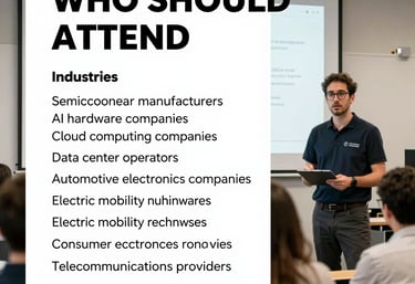 A diverse group of industry professionals engaged in a tech conference discussion.