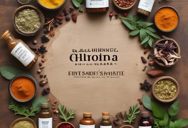 Close-up of fresh Indian herbs arranged on a wooden table.