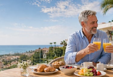 Couple enjoying breakfast