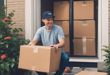 person giving brown box