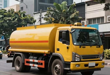 Professional technician operating a modern septic tank cleaning truck in Bekasi.