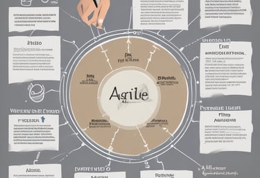 A professional team collaborating over project plans in a modern office.