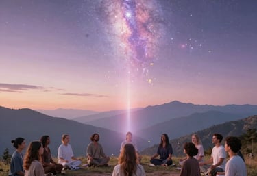 A serene digital art representation of an ancient library blending with modern technology.