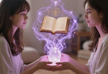 A serene setting with a person meditating surrounded by soft glowing lights.