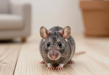 Technician applying fumigation treatment in a residential living room.