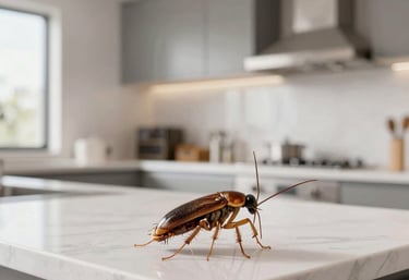 Technician applying fumigation treatment in a residential living room.