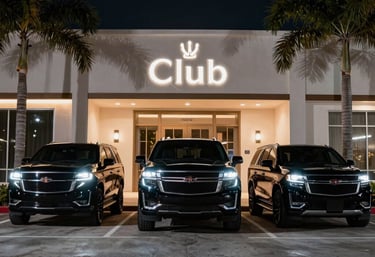 An elegant private residence with a pool lit softly under the Miami night sky.