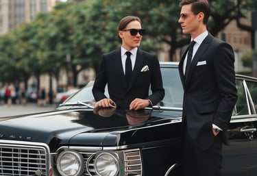 A friendly insurance agent discussing policies with a VTC driver inside a car.