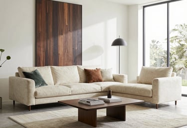 Craftsman carefully assembling a custom wooden cabinet in a modern home setting.
