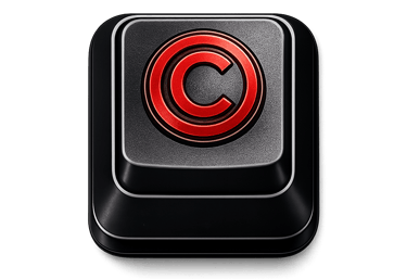 Icono de derechos de autor que representa la protección legal de obras creativas y contenido digital