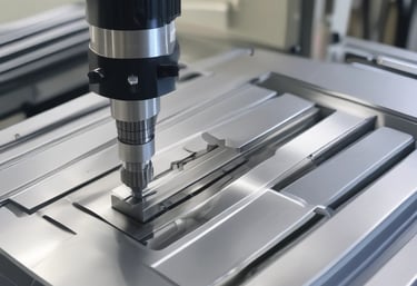 Technician inspecting a freshly machined metal component with measuring tools.
