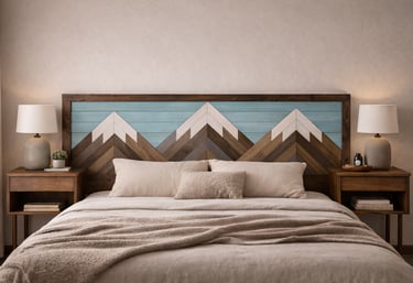 Cabecero diseño montañas geométrico de palillería.