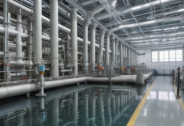 Team of engineers and technicians collaborating on an industrial electro-mechanical project site.