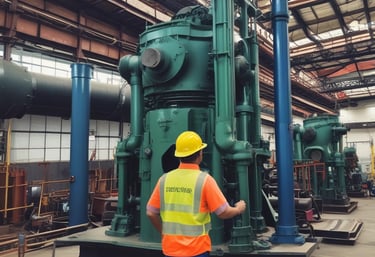 A skilled team of engineers and technicians collaborating on an industrial electro-mechanical project site.