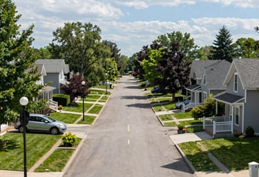 A friendly team member handing out colorful flyers on a sunny neighborhood street.